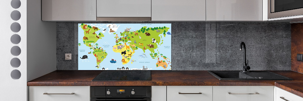 Panel do kuchni Mapa zwierzęta