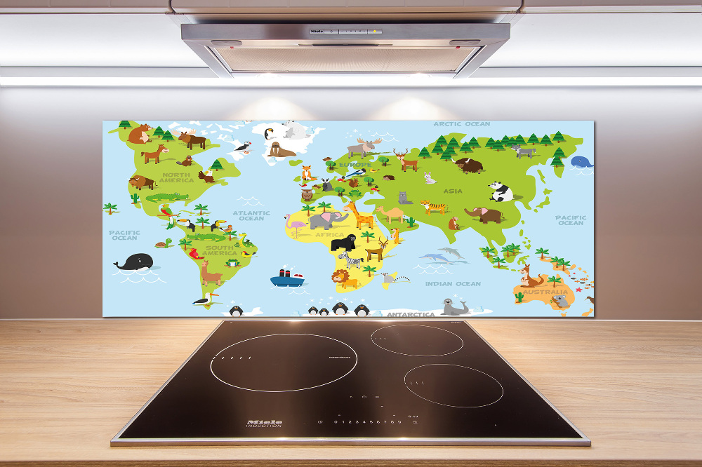 Panel do kuchni Mapa zwierzęta
