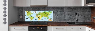 Panel do kuchni Mapa zwierzęta