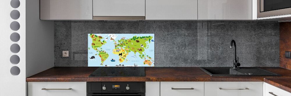 Panel do kuchni Mapa zwierzęta