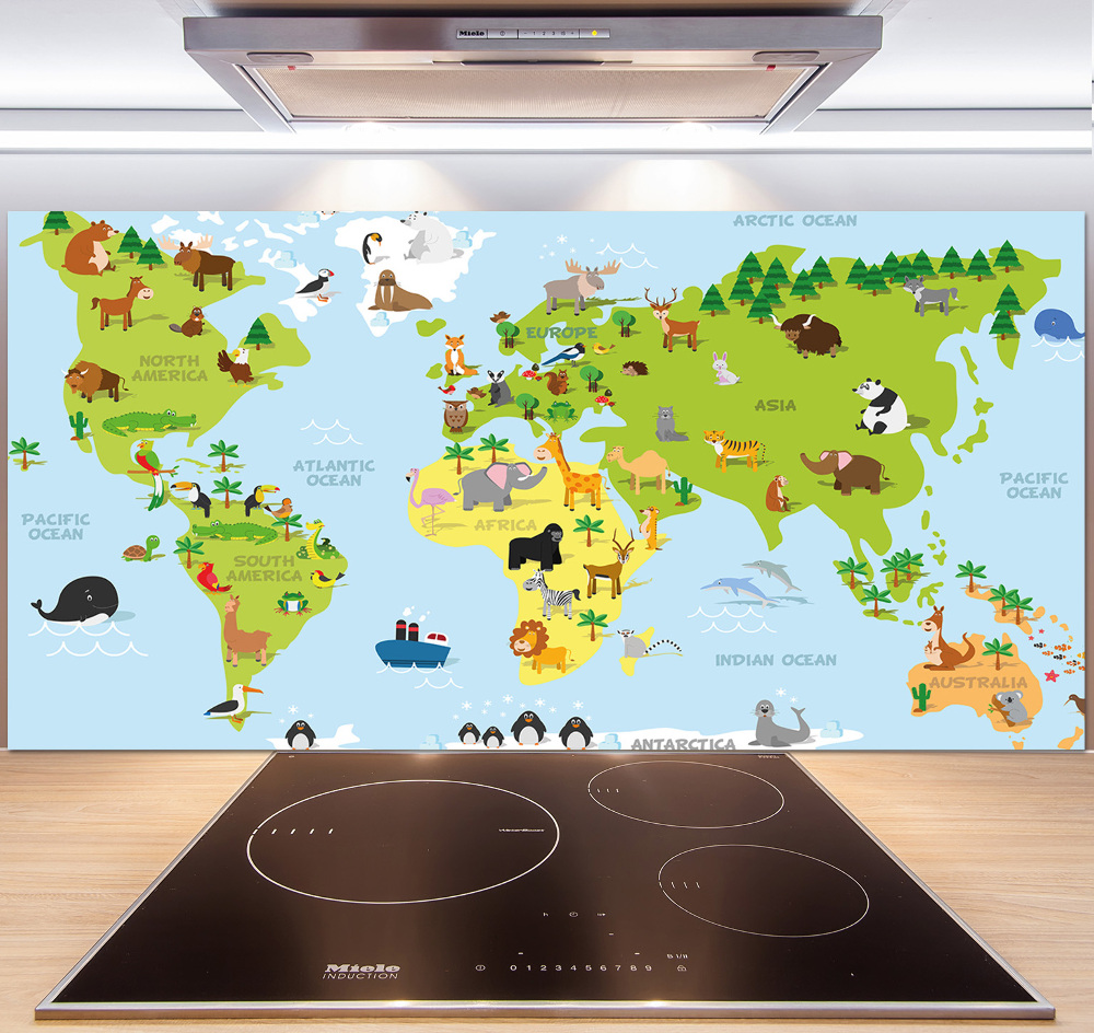 Panel do kuchni Mapa zwierzęta