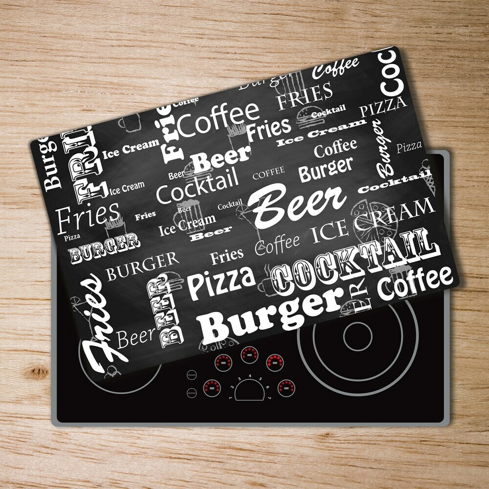 Deska kuchenna szklana Menu w restauracji