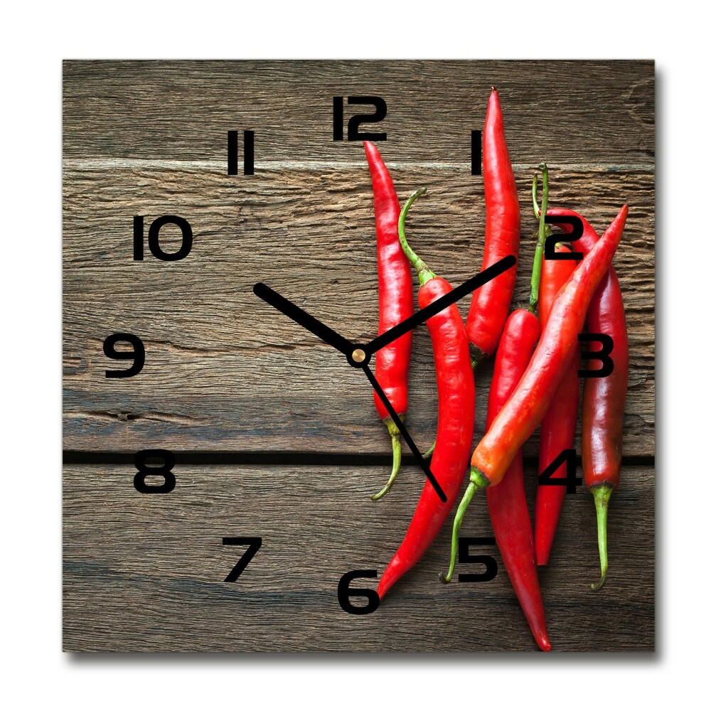 Zegar szklany kwadratowy Papryczki chilli