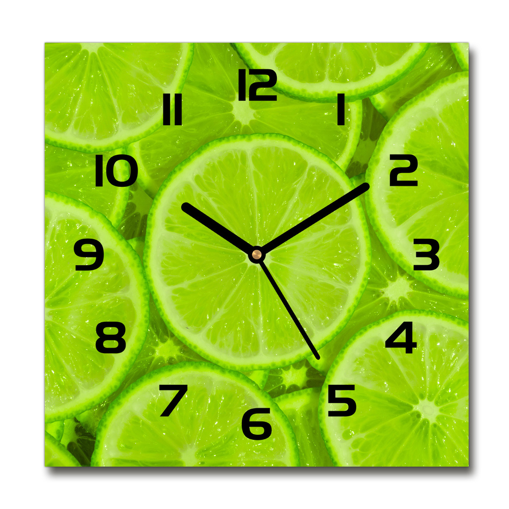 Zegar ścienny szklany kwadratowy Limonki