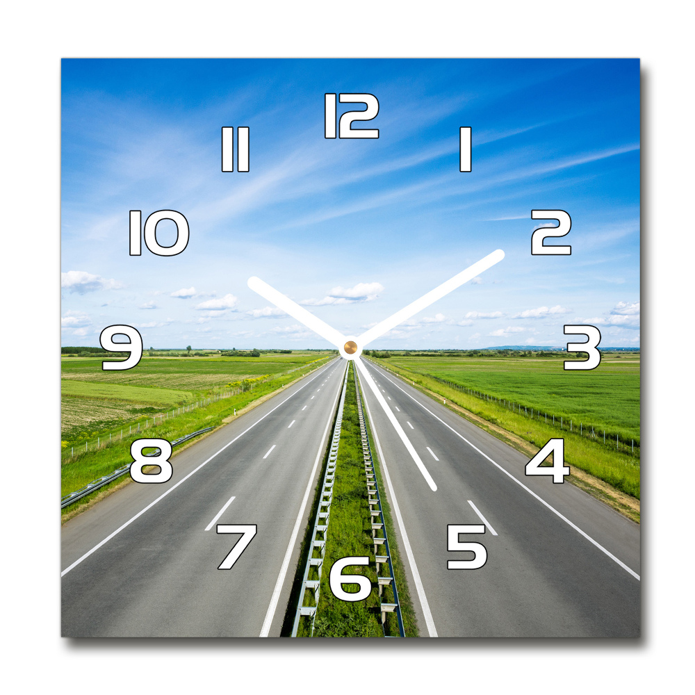 Zegar szklany kwadratowy Autostrada