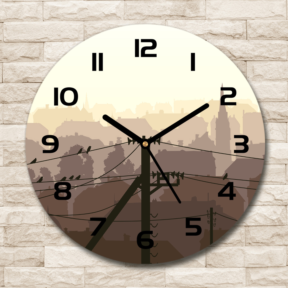 Zegar szklany Miasto linia napięcia 30x30 Miasto linia napięcia