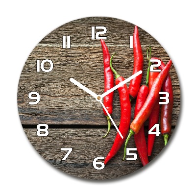 Zegar szklany okrągły Papryczki chilli