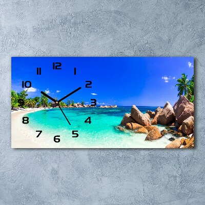 Zegar ścienny szklany cichy Plaża Seszele