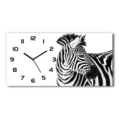 Zegar ścienny szklany cichy Zebra w śniegu