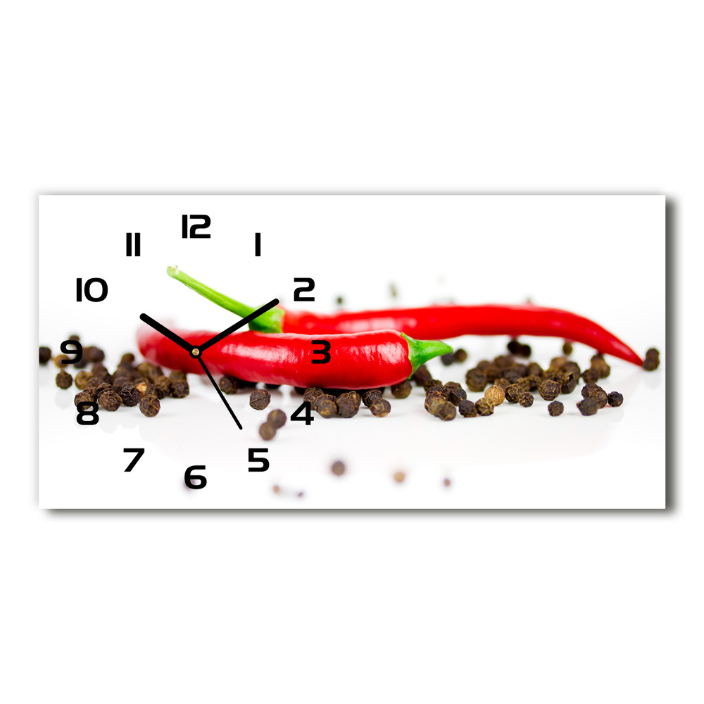 Zegar ścienny szklany Chilli i pieprz