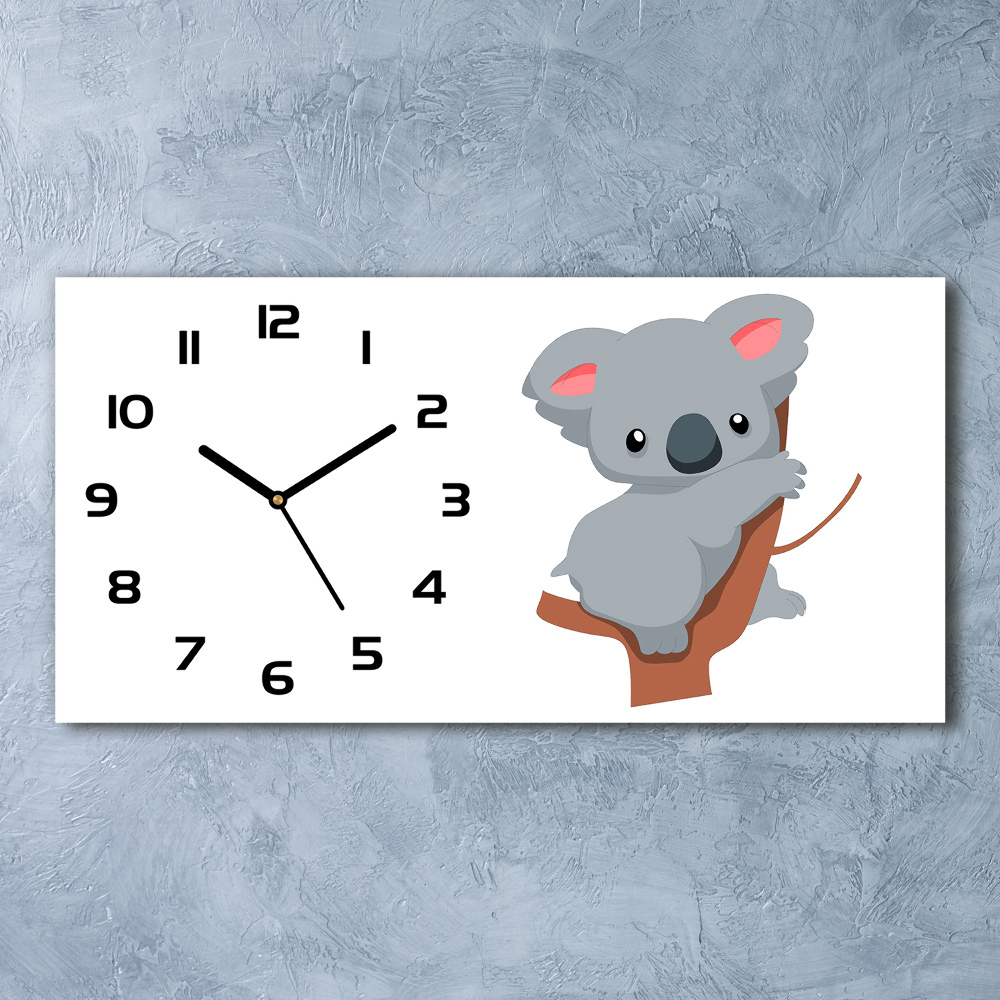 Zegar ścienny szklany Koala na drzewie