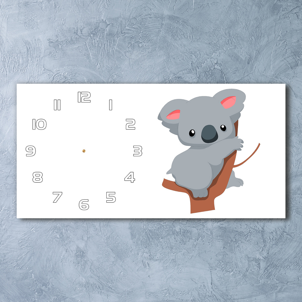 Zegar ścienny szklany Koala na drzewie