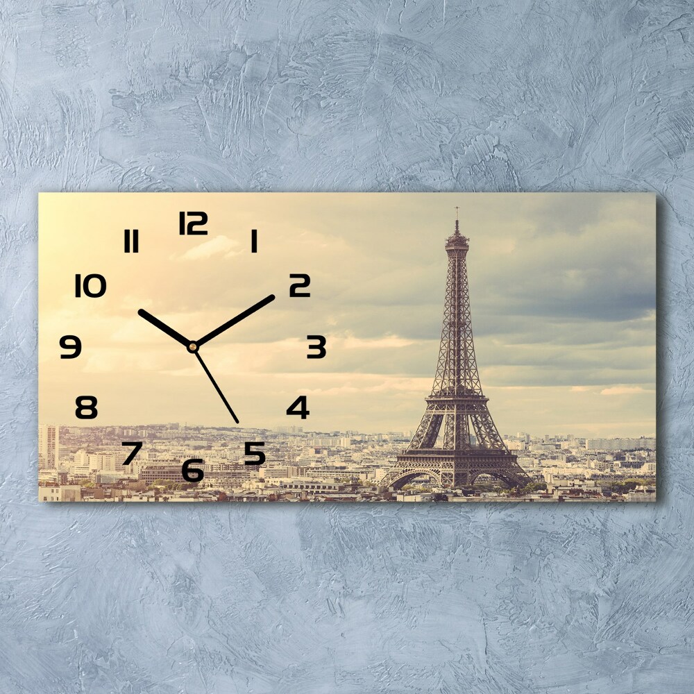 Zegar ścienny szklany Wieża Eiffla Paryż