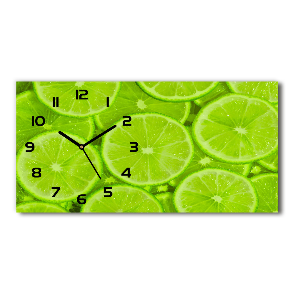 Nowoczesny zegar ścienny szklany Limonki