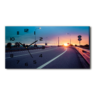 Nowoczesny zegar ścienny szklany Autostrada