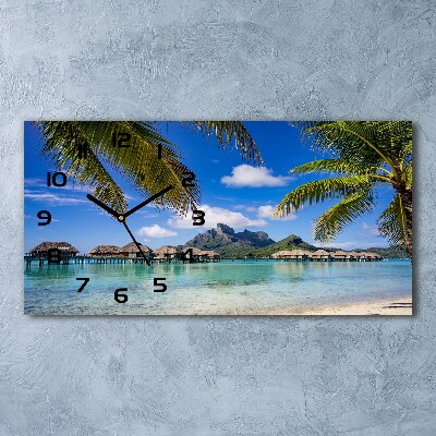 Zegar ścienny szklany Palmy na Bora Bora