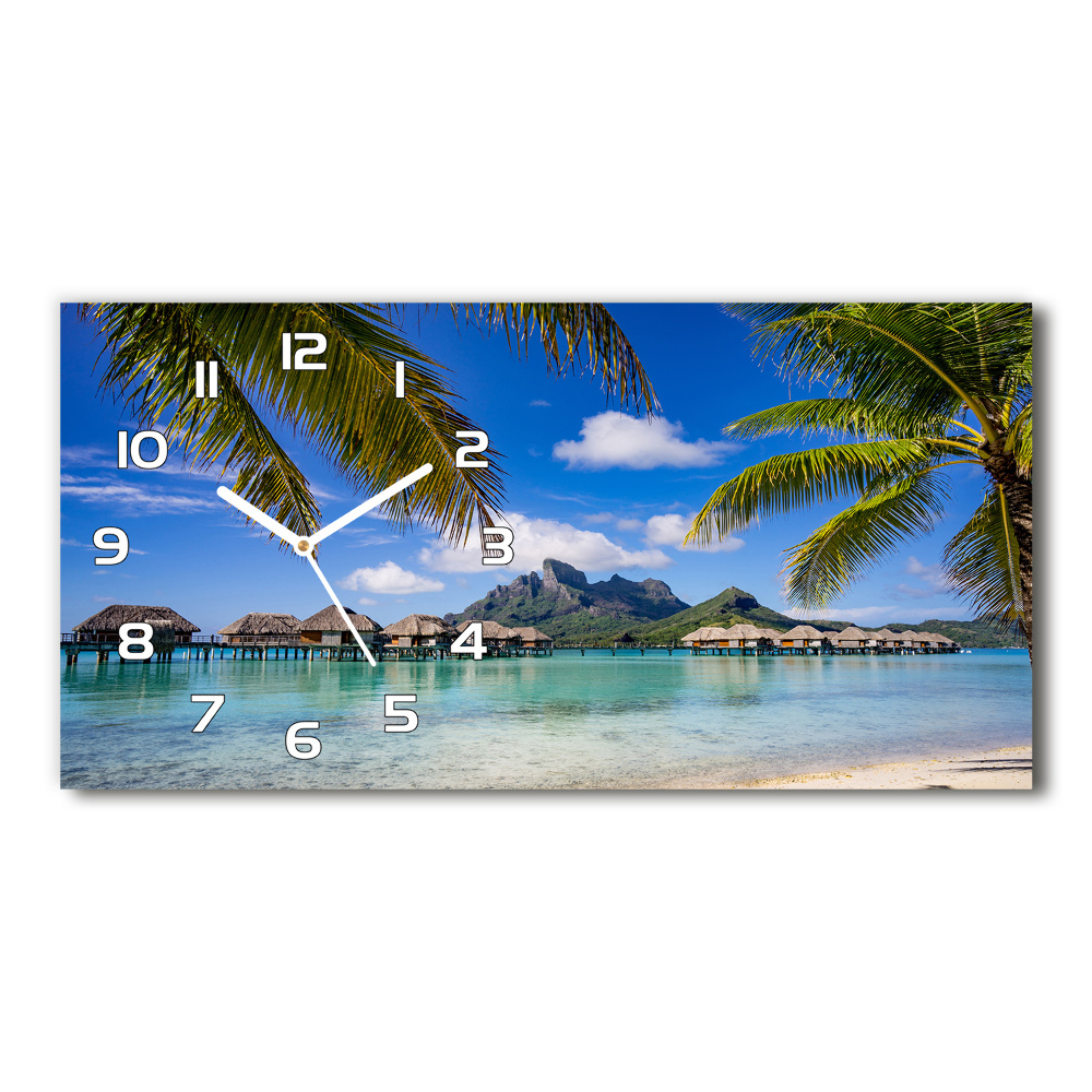 Zegar ścienny szklany Palmy na Bora Bora