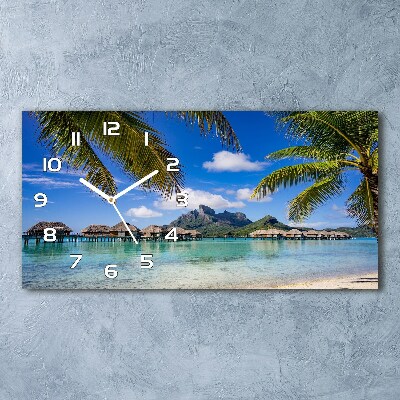 Zegar ścienny szklany Palmy na Bora Bora