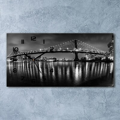Zegar ścienny szklany cichy Manhattan nocą